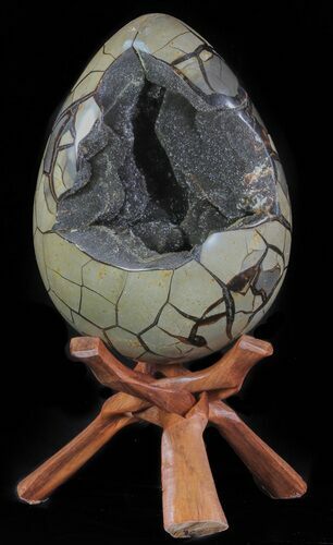 Huge, Septarian Dragon Egg Geode - Crystal Filled #63136